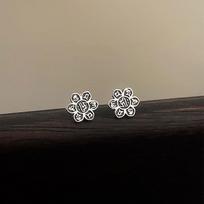 Retro Ethnic Style Six-character Mantra Flower Earrings Small Personalized Earrings for Women