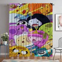 Halloween Decoration Adventure Time Curtains for Living Room Curtain for Room 2 Panel Shades Home Interior Curtains Partition W50xH70cmx2pcs-CL gray