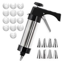 Cookie Press Gun Kit Stainless Steel Cake Cream Decorating Gun Set DIY Manual Churros Maker Machine Biscuit Pastry Piping Nozzle