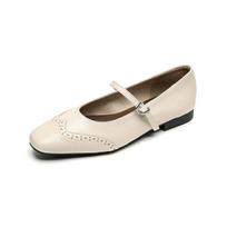 Moterų Mary Jane plokščiapadžiai su čiurnos dirželiu Neslystantys Vestuviniai Baleto bateliai Patogūs Elegantiški Batai Moterims Kvadratiniu pirštu Mary Jane Batai Atsitiktiniai Basys 35 smėlis