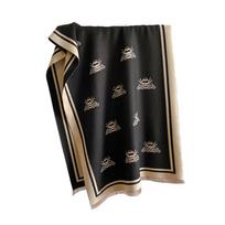 New Women's Scarf Elegant and Noble Bee Pattern Printed Autumn and Winter Imitation Cashmere Fashion Shawl Increased Thickening black
