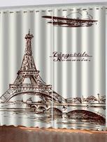 HUANZHUANG Tower of Paris Blackout France Curtains for Windows Living Room Luxury Curtains for Bedroom 2 Panels Decorative 70Wx160Hcmx2&Grommet Top