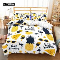 Pineapple Duvet Cover Set Queen Size Microfiber Kid Colorful Pineapple Twin Bedding Set Fruit Theme Hello Summer 70x133cm 2pcs yellow