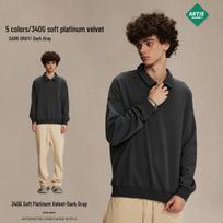 ARTIE Men's 2024 Autumn/Winter Bo Er Flannel Lapel Sweater - 340g Loose Trend Style S tamsiai pilka spalva