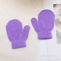 Vienspalvės žieminės šiltos megztos pirštinės 1-4 metų vaikams - Apsaugančios nuo įbrėžimų, vaikiškos pirštinės su pirštu One Size violetinė