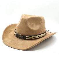 Western Cowboy Hat Suede Bullhead British Jazz Hat Men'S And Women'S Ethnic Hat Top Hat M（56-59cm）