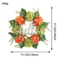 Hortenzijų Durų Vainikas 45cm Priekinių Durų Vainikas Visiems Metų Laikams Sodybos Stiliaus Vainikas su Žaliais Lapais Hortenzijų Pavasario Vasaros Vainikas Vestuvėms Namams beige