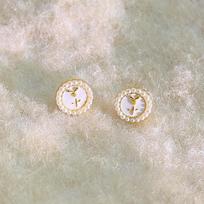 French Round Pearl Bow Flowers Retro Temperament Sweet Earrings