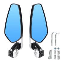 Handle Bar End Side Mirror 360° Rotating Wide Angle Motorcycle Rearview Mirrors Blue Glass For 7/8  22mm Handlebar Anti-glare sidabras