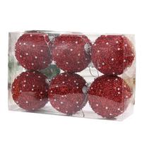 6pcs Foam Sparkling Sequins Green Baubles Set Rich Festive Atmosphere Christmas Tree Ornaments Set