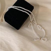 Girly Feeling Sweet And Cute Bow Pearl Necklace Femininity Gentle And Elegant Personality Versatile Neck Chain Collarbone Chain