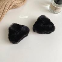 Cute Girl Lamb Wool Grab Clip Triangular Cat Ears Hair Grab Small Bangs Clip Autumn And Winter Plush Hair Accessories black
