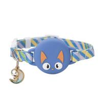 Tracker Holder Pet Collar with Bell Adjustable Reflective Dog Cat Neck Collar with S mėlyna