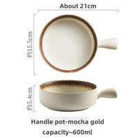 Baking oven cheese baked rice salad bowl creative anti scalding single handle  Noodles in soup owl instant noodle  fruit bowl 600ML white