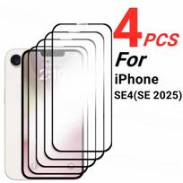 4 vnt. grūdinto stiklo iPhone SE 4 ekrano apsauga iPhone SE 4 pilnai klijuojamas dangtelis apsauga HD stiklas telefono plėvelė iPhone SE 4 4PCS For iPhone SE 4 balta