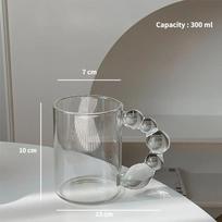 Stiklinis puodelis Kavos puodelis Didelė rankena permatomas stiklinis vandens puodelis Kūrybiniai puodeliai Kavos puodeliai ir puodeliai Gėrimų reikmenys Stalo reikmenys 300ml gray