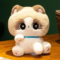 25cm High Quality Cat Plush Doll Pillow Hug Cake Wearing Bow Bib Cat Animal Plush Toy Home Decoration Gift For Girls about 25cm