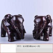 2PCS Chinese Classical Solid Wood Carving Elephant Decoration Home, Living Room, Office Decoration Crafts Animal  Home Decor