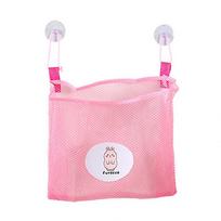 Bathroom Organizer Net Baby Bath Time Tidy Storage Toy Suction Cup Mesh Bag AVE rožinė