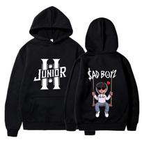 2025 Spring Women Unisex Hoodies Junior H Sad Boys Harajuku Girls Hip Hop Pullover Fancy Music Gift Casual Loose Comfortable Sweatshirt L juoda