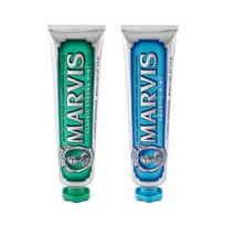Mavis dantų pasta 2 dalių specialus rinkinys (Klasikinė Mėtinė + Aqua Mėtinė) blue