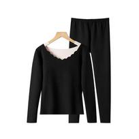 Double-sided German Velvet Seamless Thermal Underwear Women's Suit Tight Long Johns Thickened Self-heating Long-sleeved Top Winter L [70-47.5 kg] juoda