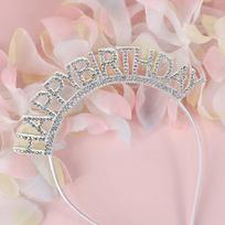Gift Queen Pearl Happy Birthday Headband Birthday Hair Hoop Female Jewelry Rhinestone Crown AVE A full diamond