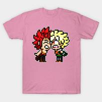T Shirt Women Pixel Ships Kirishima X Bakugo Harajuku Print Kawaii Tshirt Summer Short Sleeve Female T-Shirt Top Tee S rožinė