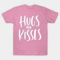 T Shirt Women Hugs And Kisses Harajuku Print Kawaii Tshirt Summer Short Sleeve Female T-Shirt Top Tee S rožinė