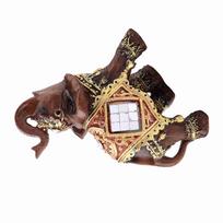 Lucky Feng Shui Wood Grain Elephant Statue Sculpture Wealth Figurine Gift Home Decoration (S) S black