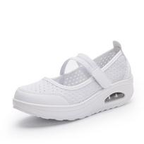 Summer Women Flat Platform Lazy Shoes Breathable Mesh Casual Shoes Moccasin Zapatos Mujer Ladies Boat Shoes 42 balta