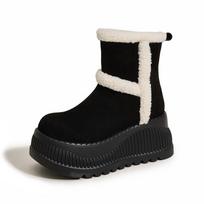 2024 Women's Mid-Tube Snow Boots: Thick-Soled, Velvet-Lined, Non-Slip, Warm, Height-Enhancing, All-Match Design. 36 juoda