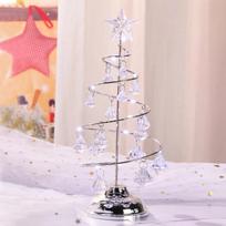 Night Lights Christmas Decorations Gifts Electroplated Iron Tree LED Luminous Crystal Christmas Tree Crystal Table Decoration S
