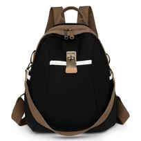 Nailoninė moteriška kuprinė, mados tendencija, retro stiliaus, moteriškas daugiafunkcis laisvalaikio spalvų kontrastingas kelioninis pečių krepšys black