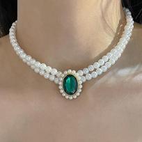 Vintage Temperament Imitation Pearl Necklace Earrings Set Ladies Elegant Clavicle Chain Party  Jewelry Accessories 1set