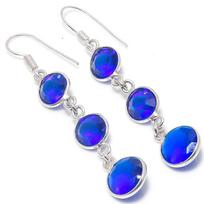 London Blue Topaz Handmade 925 Sterling Silver Gift Earring 2.29  z7Z38