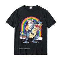 Corgi Riding Dinosaur T Rex Funny Space Galaxy Rainbow Gifts Premium T-Shirt Latest Man T Shirts Cotton Tops & Tees Group S juoda