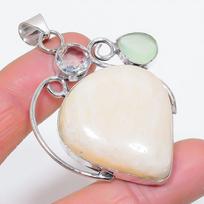 Natural Orange Aventurine, White Topaz 925 Sterling Silver Pendant 2.56  R3P80
