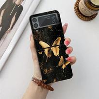 Case For Samsung Galaxy Z Flip 6 5 4 3 Phone Case Flower Butterfly Leather-Grain Shockproof Cover For Galaxy Z Flip6 Flip4 Flip5 For Samsung Galaxy Z Flip 3