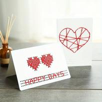 Valentino dienos „pasidaryk pats“ rankų darbo mylinčios širdelės kortelės gimtadienio dovanos žinučių atvirukai su vokais, virvėmis double heart