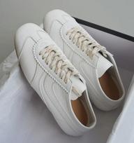 European & American Niche Leather Couple's Retro German Training Sneakers - Trendy White Flats 39 Men balta