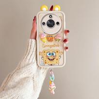 KEYSION Cute Ear 3D Cartoon Case for HONOR X9c Smart 5G with Bracelet Soft Silicone Shockproof Phone Cover for Huawei Honor X9c Smart for Honor X9c Smart