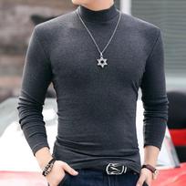 Men's Double-Sided German Velvet Thermal Shirt - Solid Color, Long Sleeves, Half-High Collar 4XL