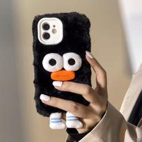 Animacinis dešrelės burnos pliušinis telefono dėklas iPhone15Plus 14 13 12 11 telefonams, apimantis visą korpusą, rudeninis/žieminis telefono dėklas for iphone14ProMax(6.7")