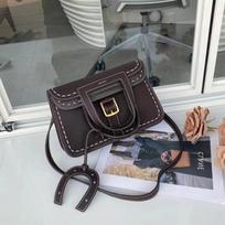 New Lychee Pattern Head Layer Togo Leather Hand Sewn Coarse Thread Horseshoe Bag Handheld Crossbody Leather Women's Bag 25cm