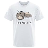 Need More Sleep Cartoons Bear Men Tshirt Street T-Shirts Tops Fashion Cotton Clothes Casual Breathable T Shirt S