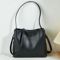 Soft leather bag for lazy wind shoulder bag simple messenger bag large capacity bucket bag