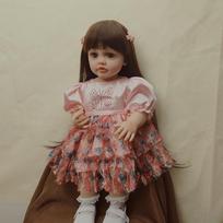 Reborn Toddler Girl Doll Betty 55cm Soft Silicone Full Body Vinyl Toy lifelike Newborn Baby Wig Hair Gifts for Children Toys 55cm brown
