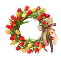 Artificial Garland Spring Summer Colorful Tulips Full of Stars Garland Door Wall Hanging Decoration red