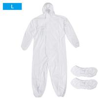 Apsauginis kostiumas su gobtuvu ir batų užvalkalais, daugkartinio naudojimo apsauginiai drabužiai vyrams, moterims, unisex, L L white
